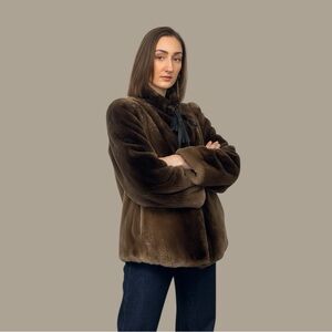 Luxurious Vintage Brown Real Fur Jacket